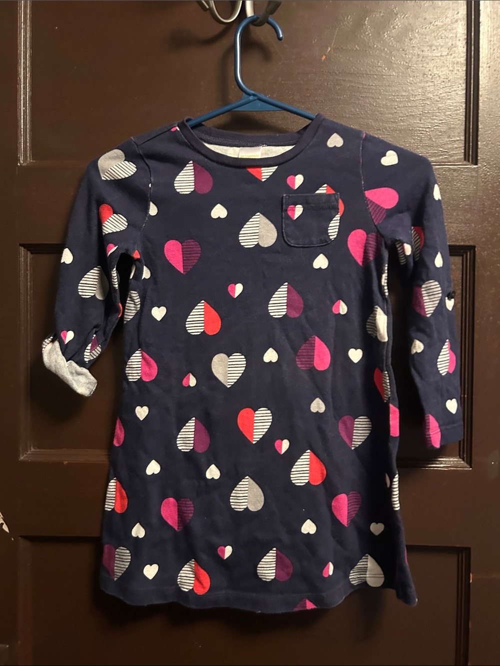 Gymboree Navy Heart Print Dress - Pink, White & Red Hearts